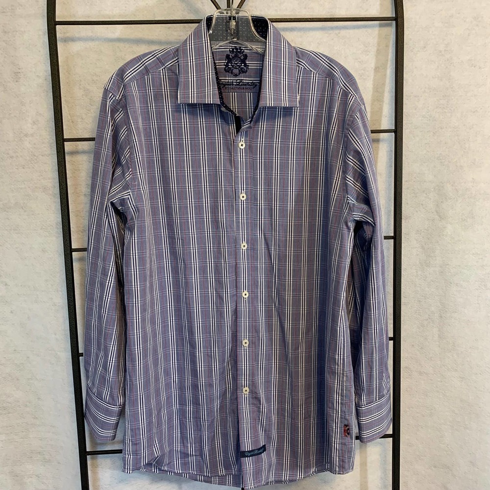 English Laundry Blue, White‎ and Red Men's Button Down Shirt